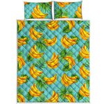 Banana Palm Leaf Pattern Print Quilt Bed Set