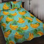 Banana Palm Leaf Pattern Print Quilt Bed Set