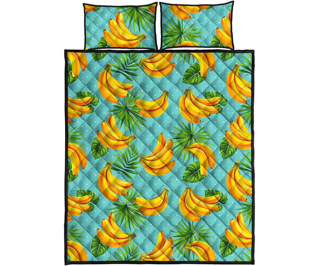 Banana Palm Leaf Pattern Print Quilt Bed Set