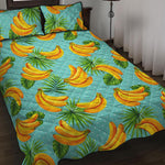 Banana Palm Leaf Pattern Print Quilt Bed Set