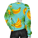 Banana Palm Leaf Pattern Print Women's Crewneck Sweatshirt GearFrost