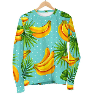 Banana Palm Leaf Pattern Print Women's Crewneck Sweatshirt GearFrost