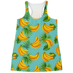 Banana Palm Leaf Pattern Print Women's Racerback Tank Top