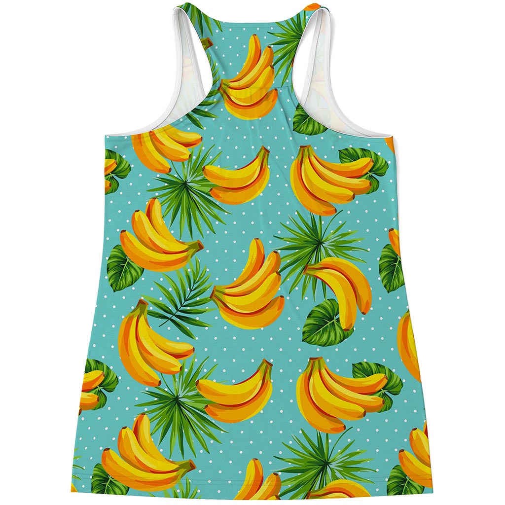 Banana Palm Leaf Pattern Print Women's Racerback Tank Top