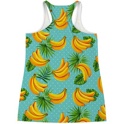 Banana Palm Leaf Pattern Print Women's Racerback Tank Top