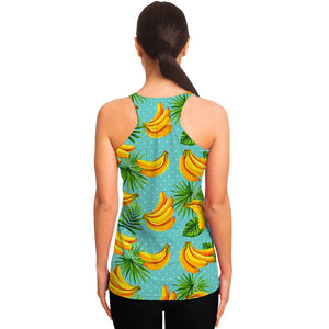 Banana Palm Leaf Pattern Print Women's Racerback Tank Top