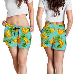 Banana Palm Leaf Pattern Print Women's Shorts