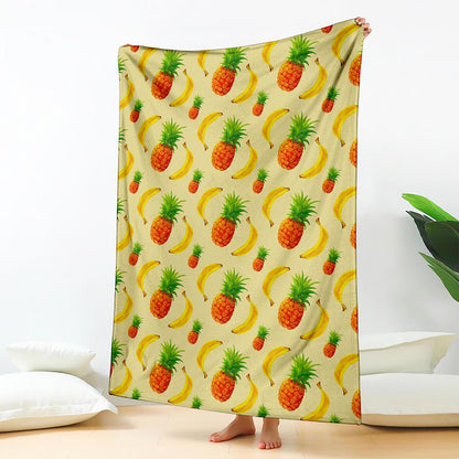 Banana Pineapple Pattern Print Blanket
