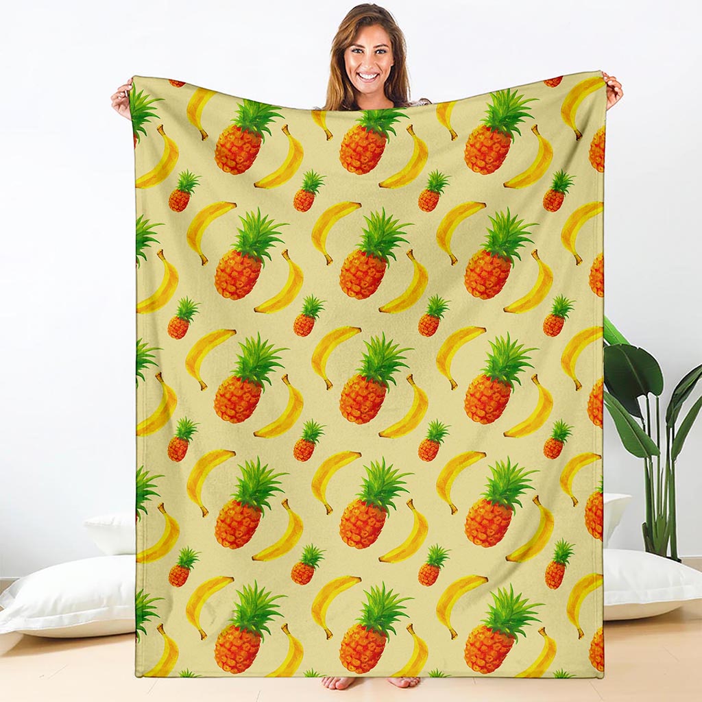 Banana Pineapple Pattern Print Blanket