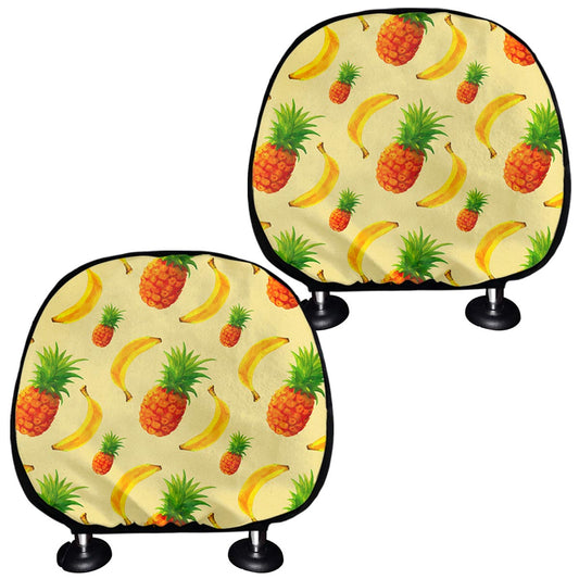 Banana Pineapple Pattern Print Car Headrest Covers