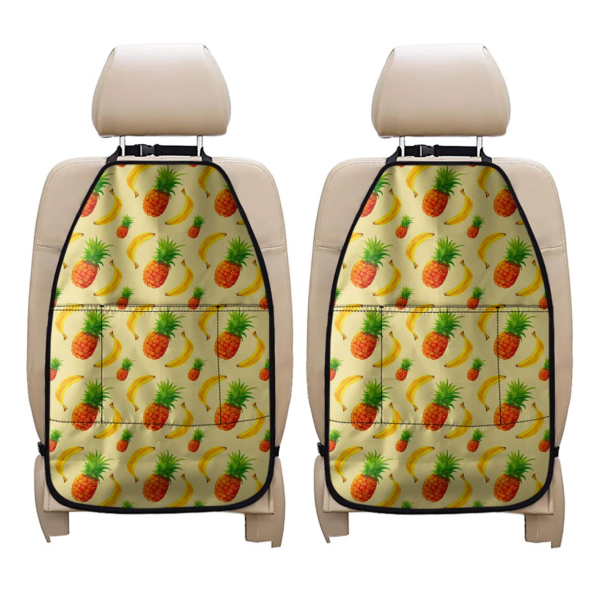 Banana Pineapple Pattern Print Car Seat Organizers