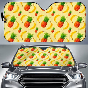 Banana Pineapple Pattern Print Car Sun Shade GearFrost