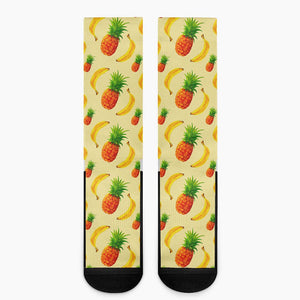 Banana Pineapple Pattern Print Crew Socks