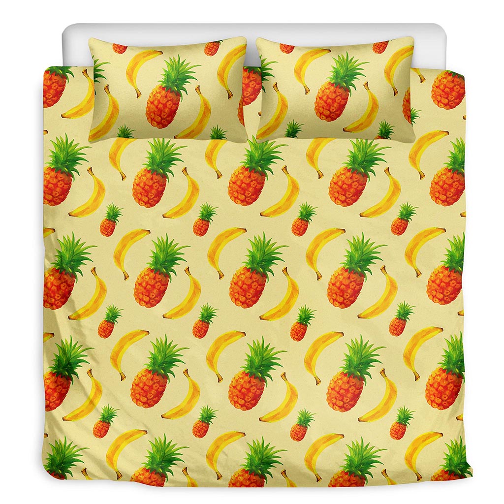 Banana Pineapple Pattern Print Duvet Cover Bedding Set
