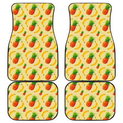 Banana Pineapple Pattern Print Front and Back Car Floor Mats