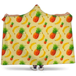 Banana Pineapple Pattern Print Hooded Blanket