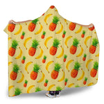 Banana Pineapple Pattern Print Hooded Blanket
