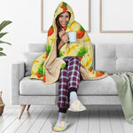 Banana Pineapple Pattern Print Hooded Blanket