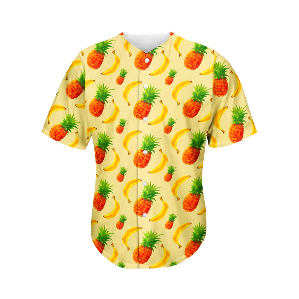 Banana Pineapple Pattern Print Men's Baseball Jersey