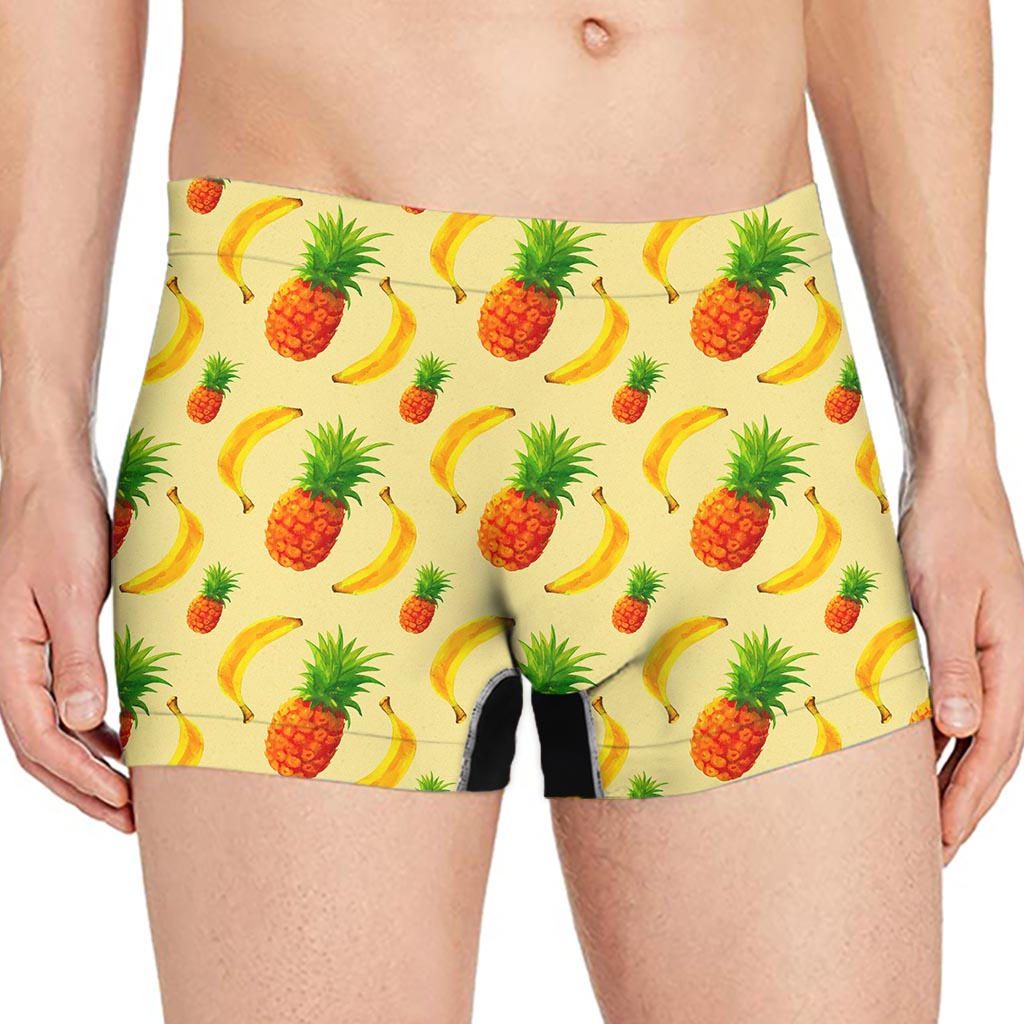 Banana Pineapple Pattern Print Men's Boxer Briefs