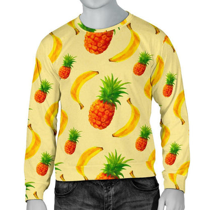 Banana Pineapple Pattern Print Men's Crewneck Sweatshirt GearFrost