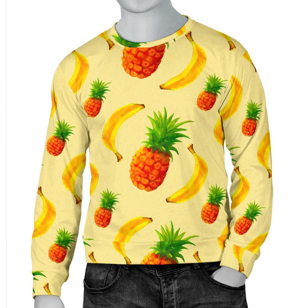 Banana Pineapple Pattern Print Men's Crewneck Sweatshirt GearFrost