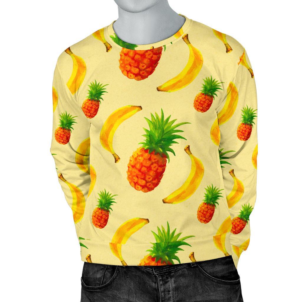 Banana Pineapple Pattern Print Men's Crewneck Sweatshirt GearFrost