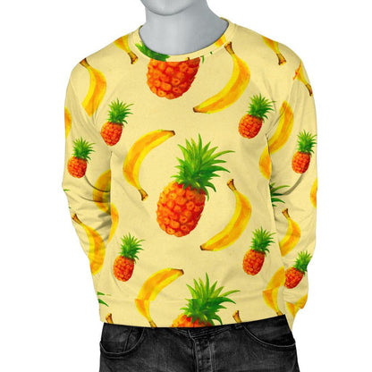 Banana Pineapple Pattern Print Men's Crewneck Sweatshirt GearFrost