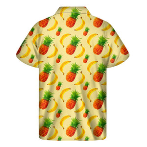 Banana Pineapple Pattern Print Men's Short Sleeve Shirt