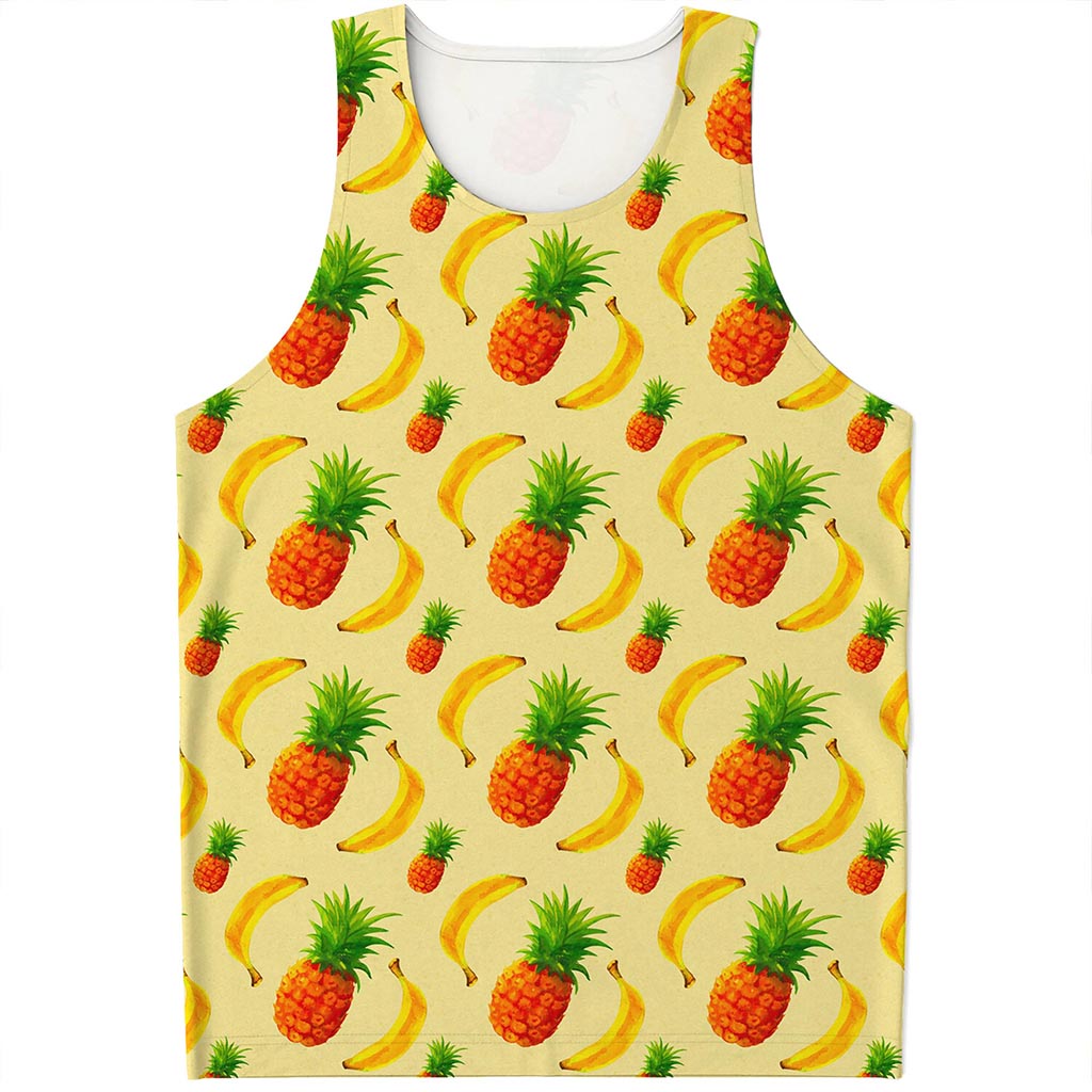 Banana Pineapple Pattern Print Men's Tank Top