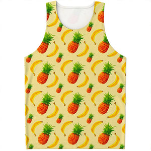 Banana Pineapple Pattern Print Men's Tank Top