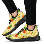 Banana Pineapple Pattern Print Mesh Knit Shoes GearFrost