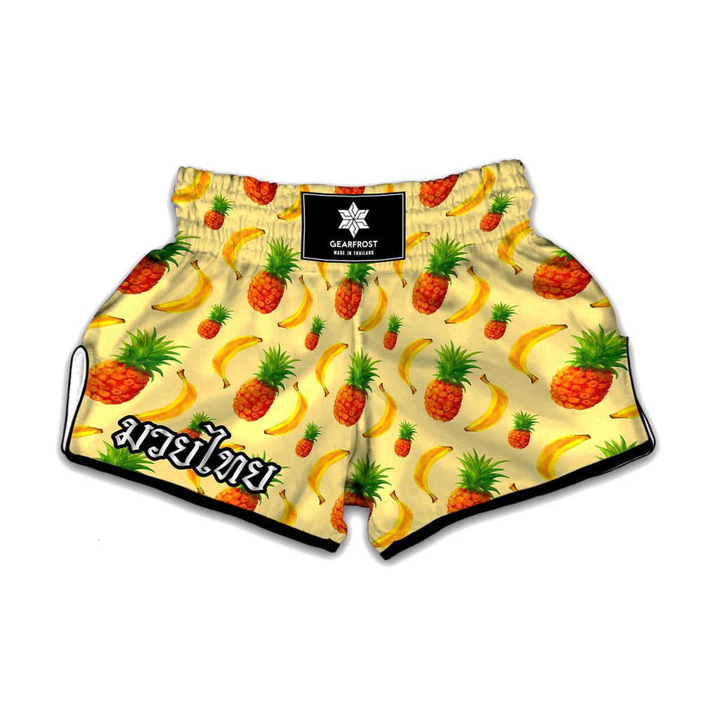 Banana Pineapple Pattern Print Muay Thai Boxing Shorts