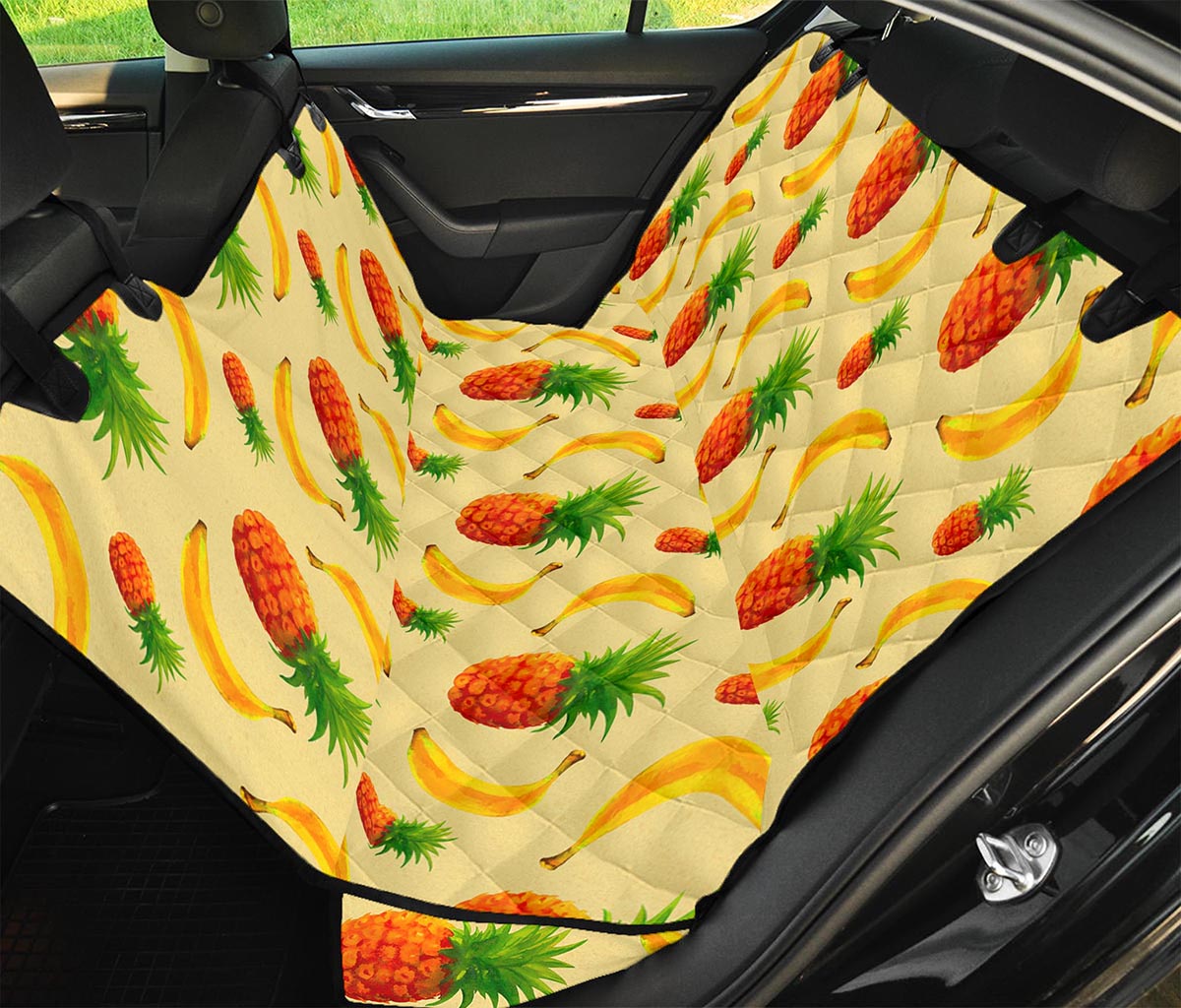 Banana Pineapple Pattern Print Pet Car Back Seat Cover