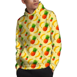 Banana Pineapple Pattern Print Pullover Hoodie