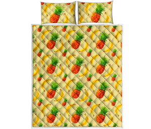 Banana Pineapple Pattern Print Quilt Bed Set