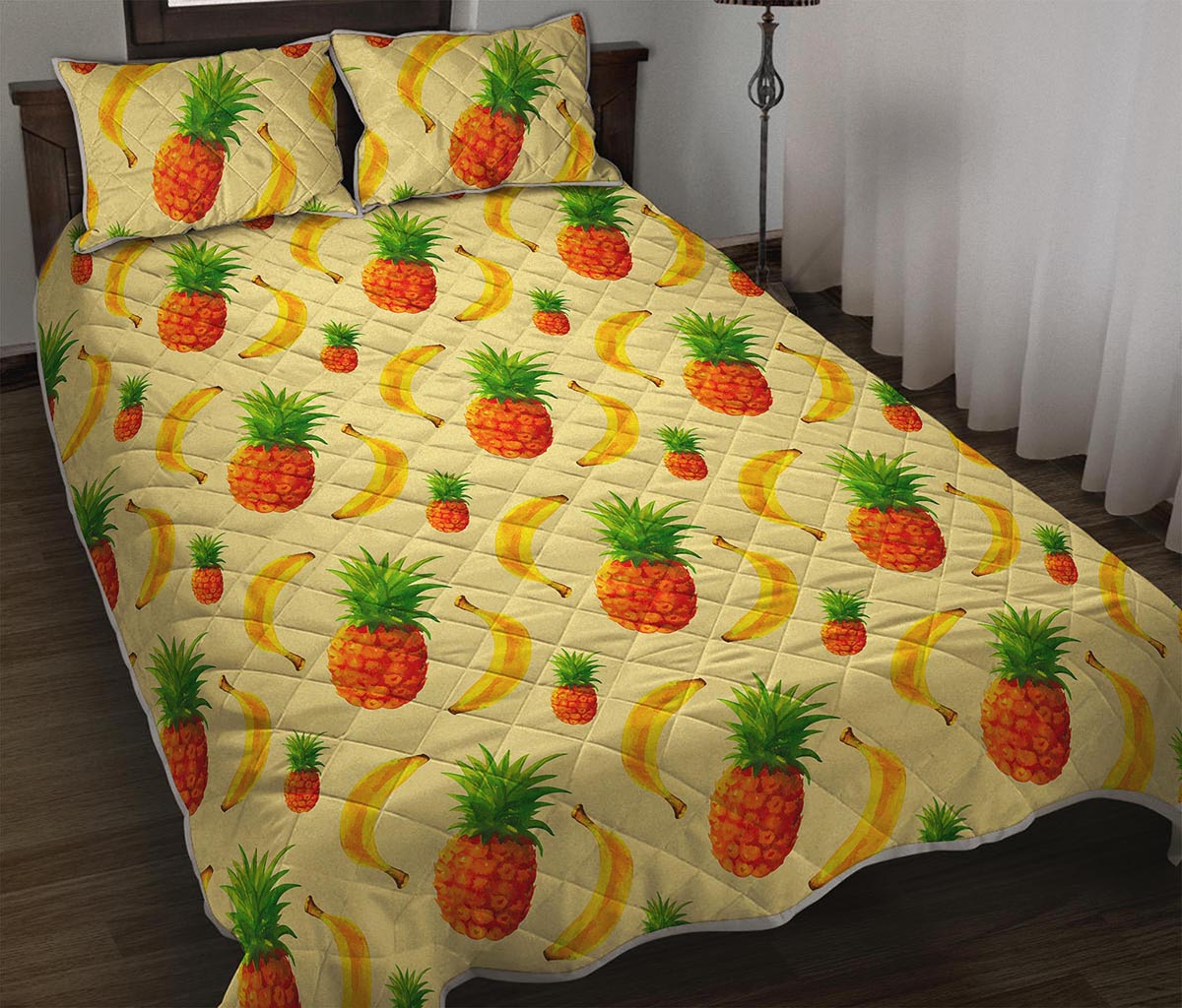 Banana Pineapple Pattern Print Quilt Bed Set