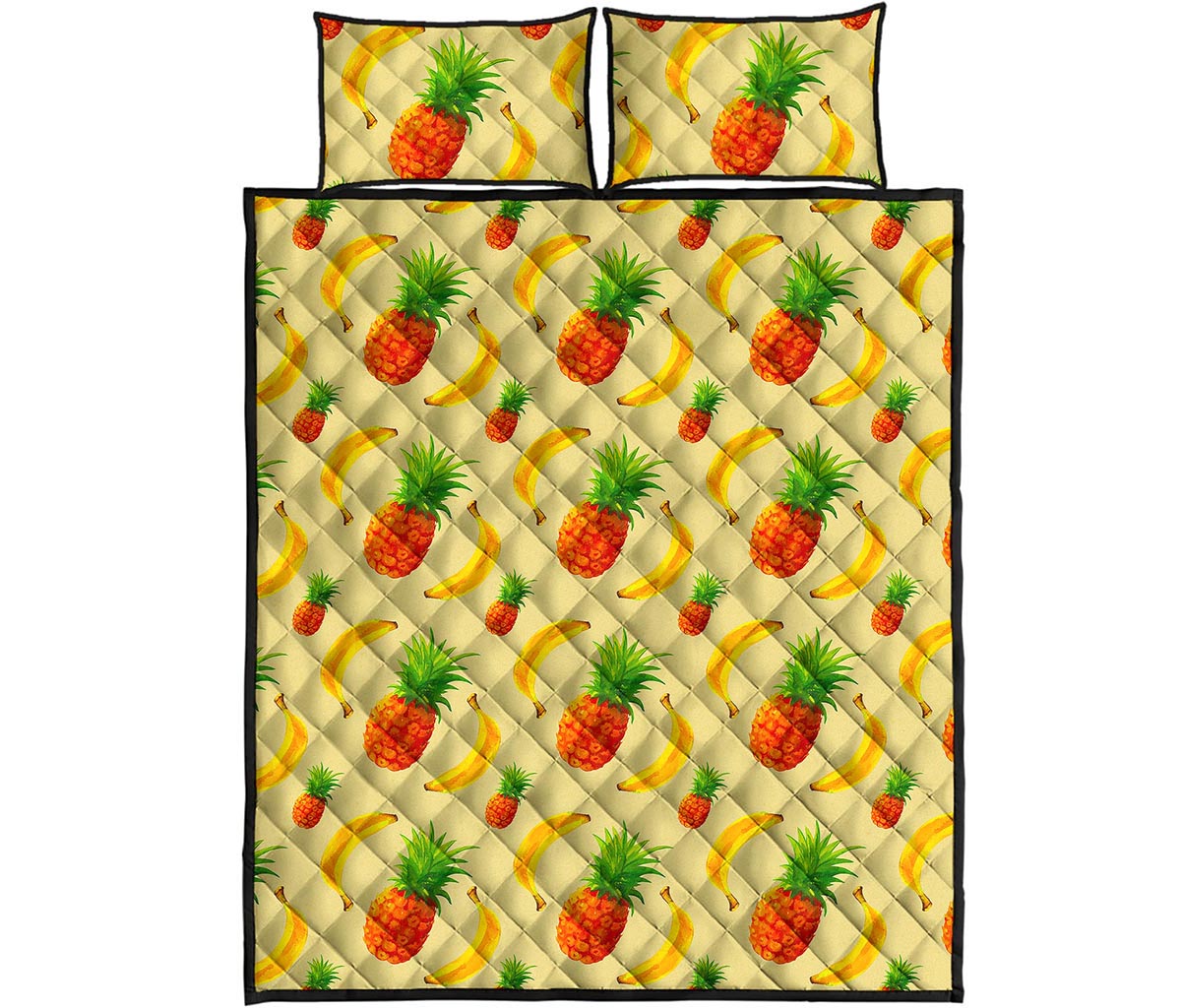 Banana Pineapple Pattern Print Quilt Bed Set