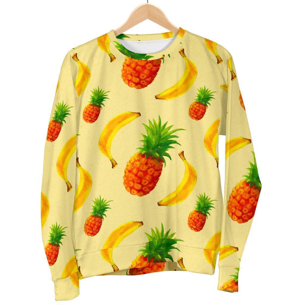 Banana Pineapple Pattern Print Women's Crewneck Sweatshirt GearFrost