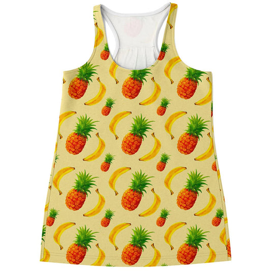 Banana Pineapple Pattern Print Women's Racerback Tank Top