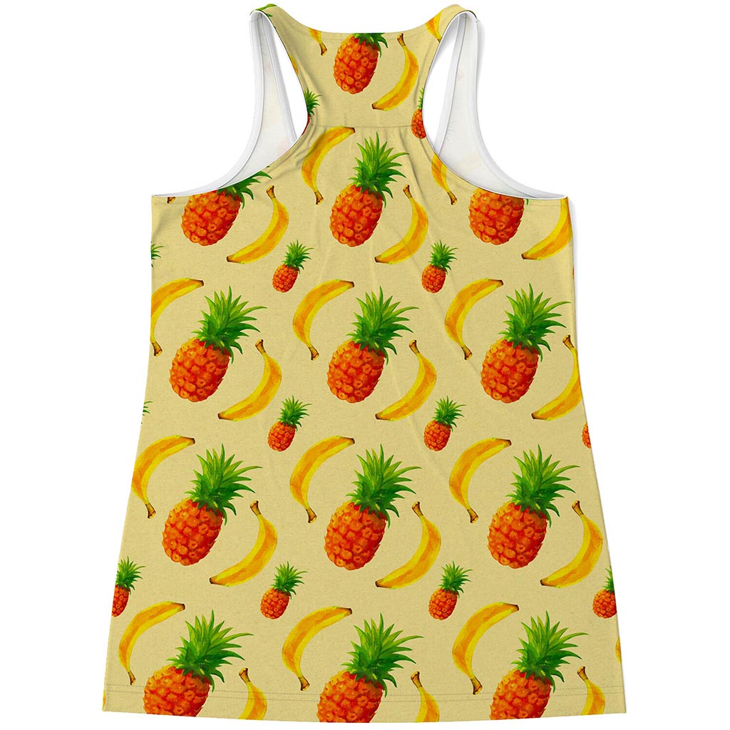 Banana Pineapple Pattern Print Women's Racerback Tank Top