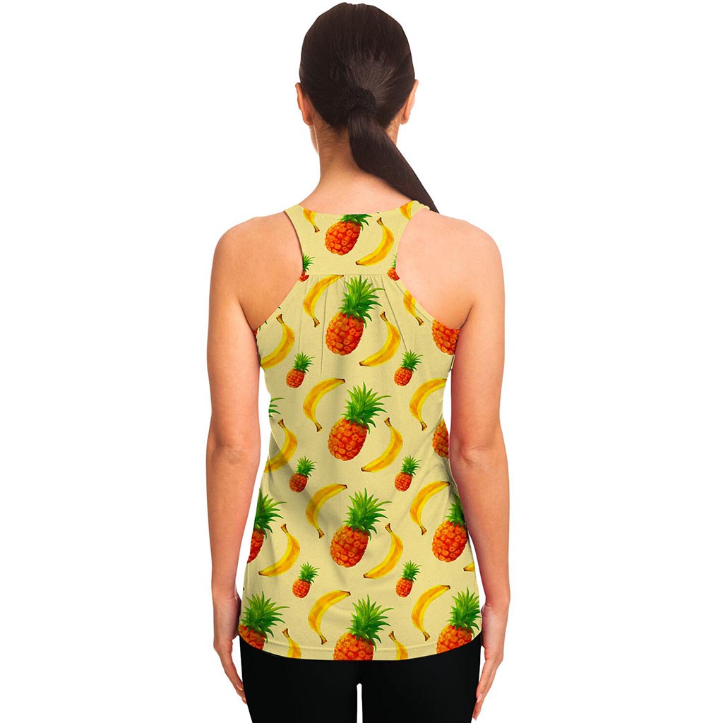 Banana Pineapple Pattern Print Women's Racerback Tank Top