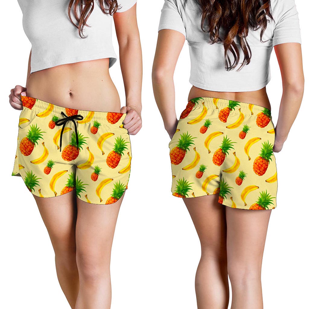 Banana Pineapple Pattern Print Women's Shorts