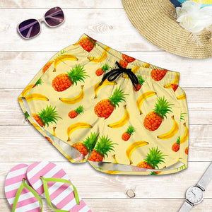 Banana Pineapple Pattern Print Women's Shorts