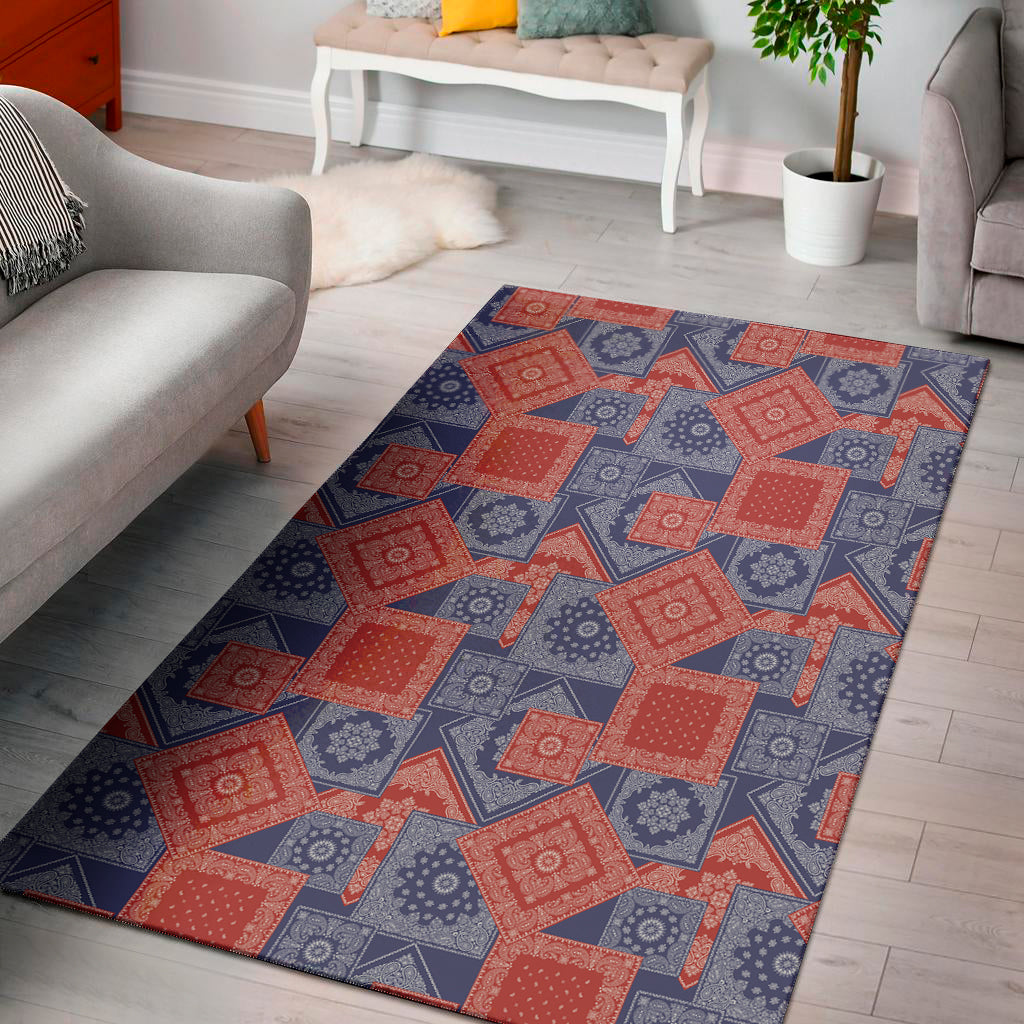 Bandanna Patchwork Pattern Print Area Rug