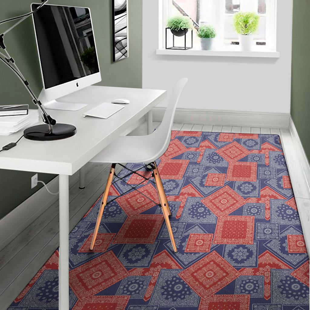 Bandanna Patchwork Pattern Print Area Rug