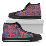Bandanna Patchwork Pattern Print Black High Top Shoes