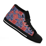Bandanna Patchwork Pattern Print Black High Top Shoes