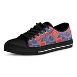 Bandanna Patchwork Pattern Print Black Low Top Shoes