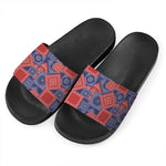 Bandanna Patchwork Pattern Print Black Slide Sandals